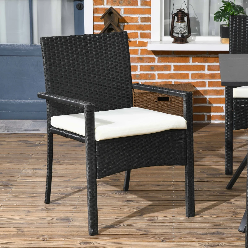 Outsunny Set Grădină 7 Piese din Ratan PE cu Masă de 150x90x72 cm și 6 Scaune de 58x62x87 cm cu Perne