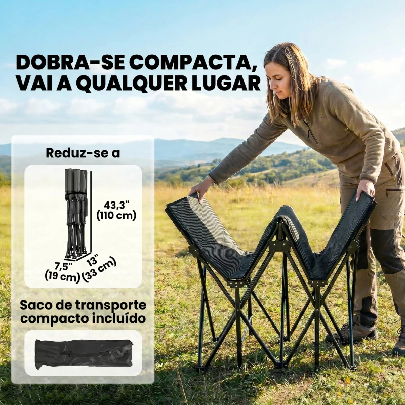 Outsunny Cama Dobrável de Campismo com Colchão Removível de Tecido Oxford 600D com Cabeceira e Bolsa Carga 200 kg Preto