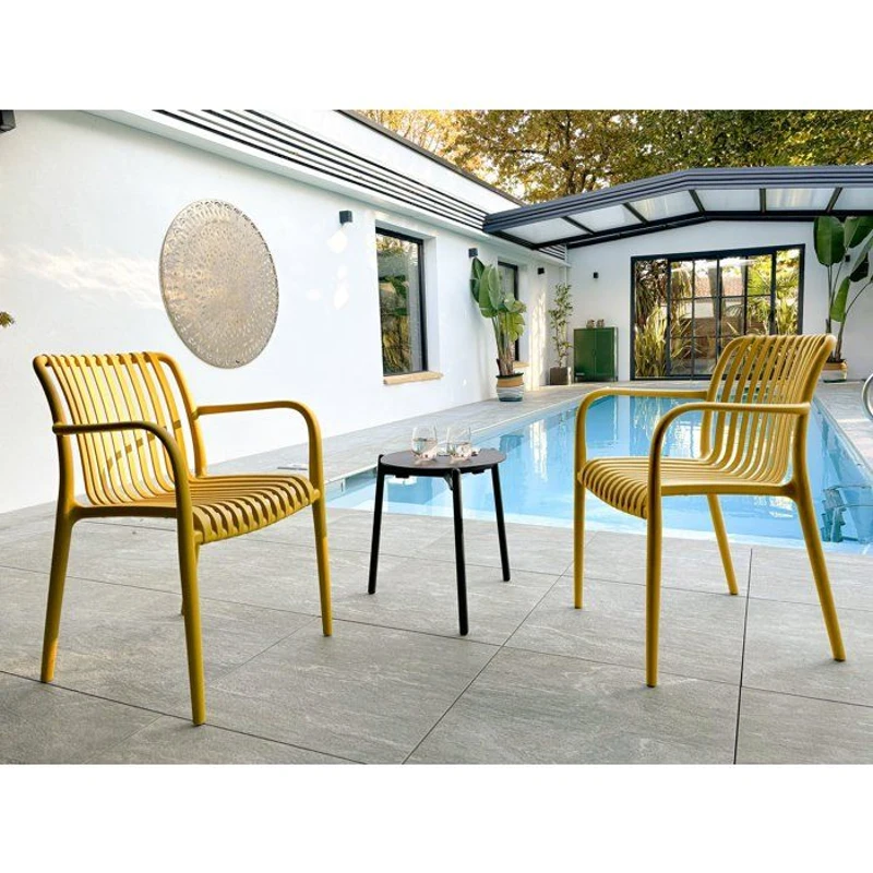 Lot de 2 fauteuils de jardin - CITY GARDEN - Tiago-FT - Empilable - Moutarde
