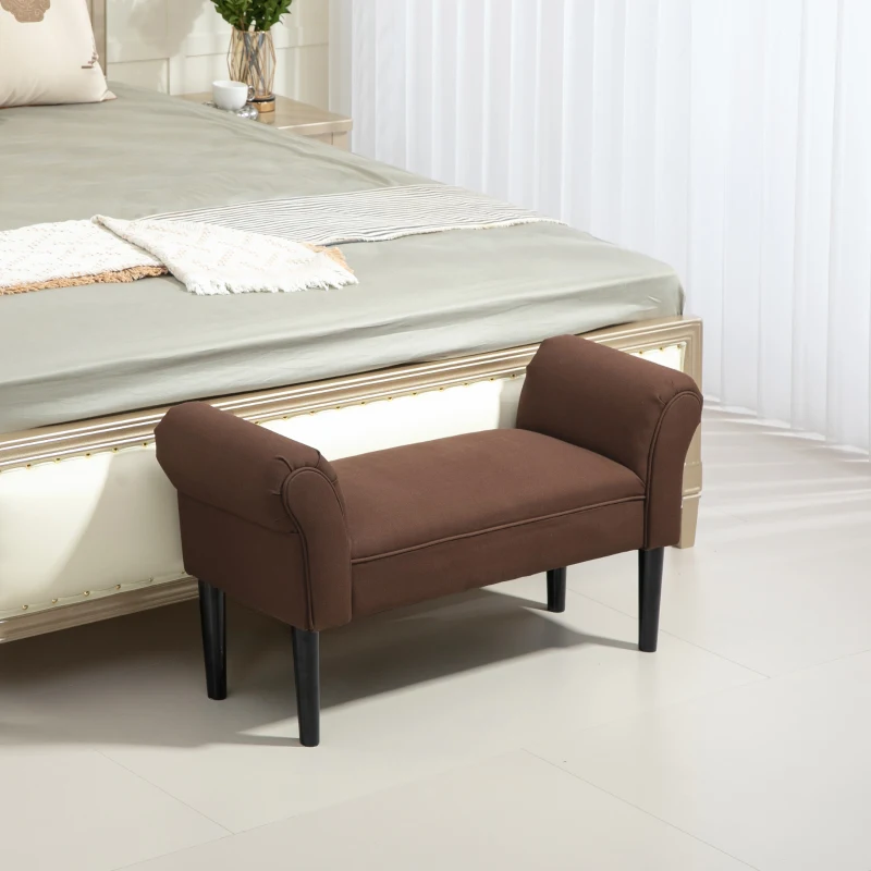 HOMCOM Banc Banquette Design Contemporain accoudoirs courbés Grand Confort 102L x 36l x 51H cm Marron