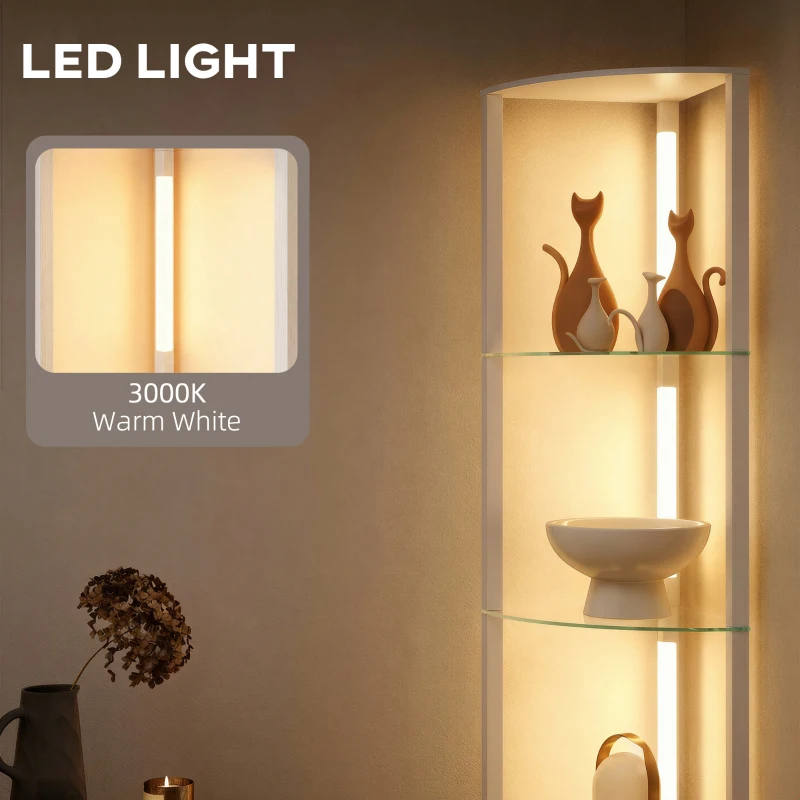 HOMCOM LED Floor Lamp with Shelves, Dimmable Standing Lamp with Foot Switch for Living Room, Bedroom, White