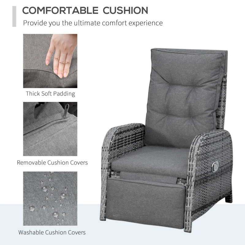 Outsunny 2 Seater Patio Rattan Wicker Chaise Lounge Sofa Set w/ Cushion for Patio Yard Porch