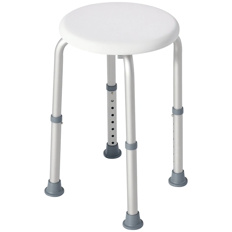 HOMCOM Shower Stool for Elderly, Bath Seat with Adjustable Height for Bathroom Aids, White