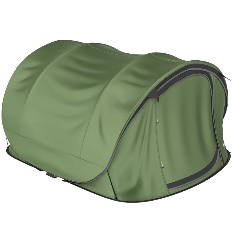 Outsunny Tenda da Campeggio Pop-Up per 2-3 Persone, 2 Porte, 2 Finestre, Impermeabile, Verde