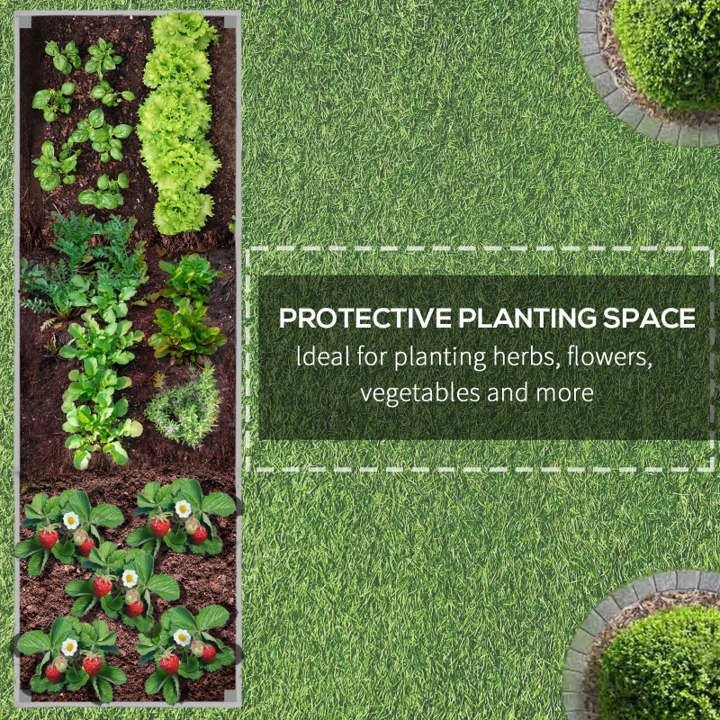 Outsunny Planter on Casters - Rectangular Planter - Irrigation Inserts, Drainage Felt Included - metal, solid wood, gray