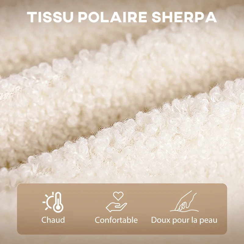 HOMCOM Fauteuil à bascule rocking chair revêtement effet laine bouclée, structure en acier 71 x 98 x 101 cm beige