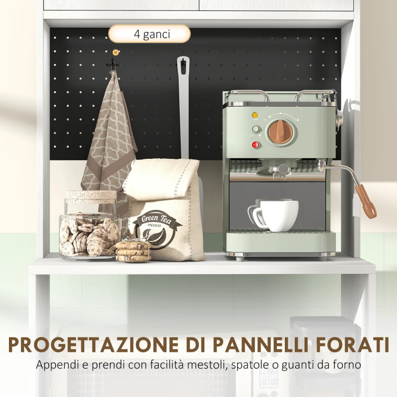 HOMCOM Mobile per Microonde con Ripiano Regolabile, 2 Cassetti, Bianco