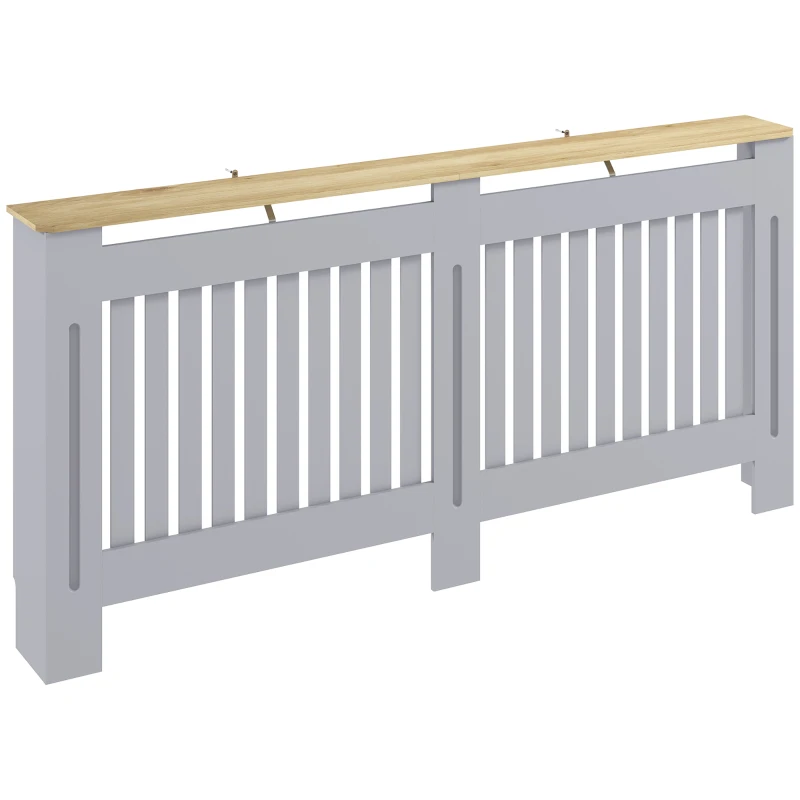 HOMCOM Slatted Radiator Cover, Painted Cabinet with Line Grill Design, 172L × 19W × 81H cm, Grey
