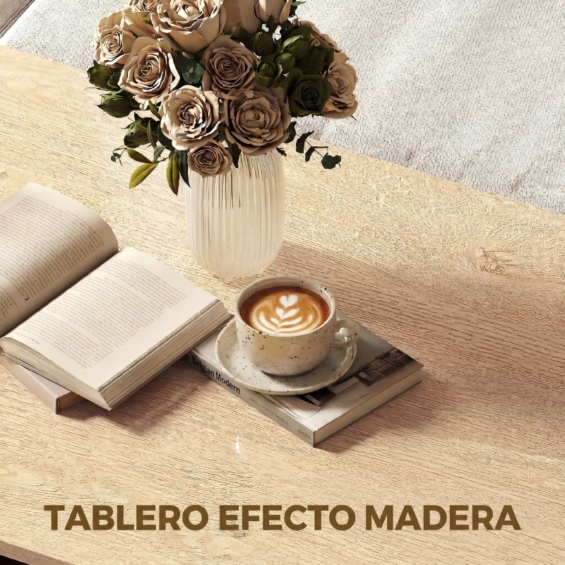 HOMCOM Mesa baja para Salón con Compartimento para Salón Sala de Estar 95x55x50 cm Natural y Blanco