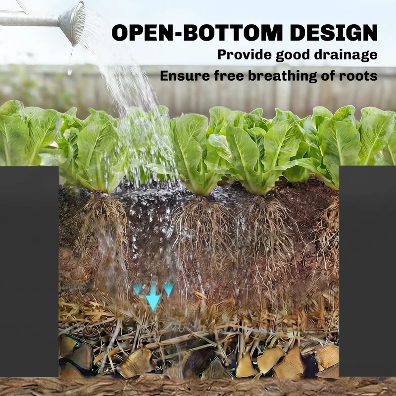 Outsunny Podwyższona Grządka z Ocynkowanej Stali 150 x 53 x 55 cm, Skrzynia na Rośliny z Przegrodą, Czarna