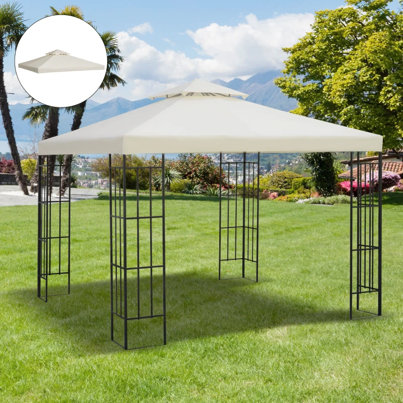 Outsunny Gazebo Replacement Canopy 3x3 m-Cream White(m-2)