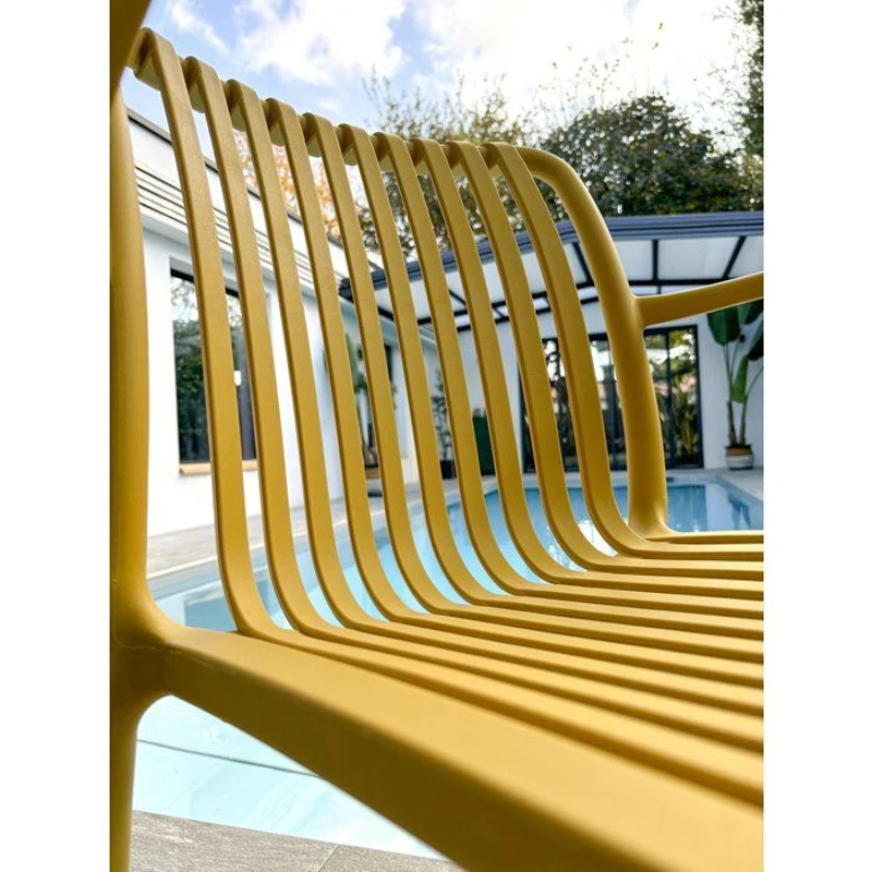 Lot de 2 fauteuils de jardin - CITY GARDEN - Tiago-FT - Empilable - Moutarde