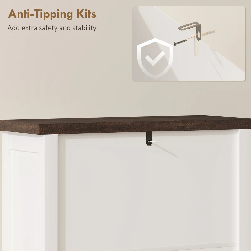 HOMCOM Shoe Cabinet with 2 Flip Drawers, Farmhouse Narrow Shoe Storage Cabinet with Adjustable Shelves, White