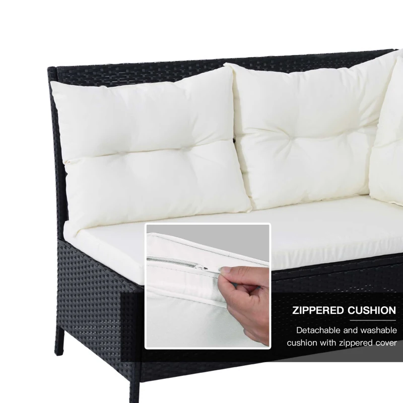 Outsunny 6 Pieces Sofa Set Furniture Rattan Lawn Cushion Seat Wicker Black Garden