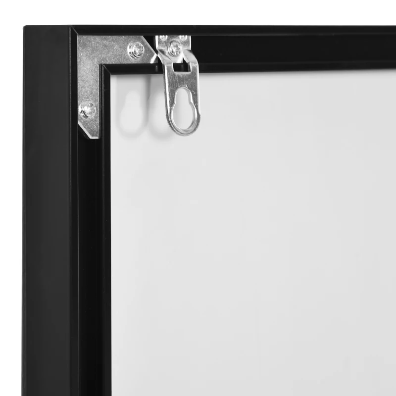HOMCOM Miroir Mural dim. 120L x 35l cm - Film sécurité Anti déflagrant, système Attache Inclus - Cadre Alliage alu. Noir