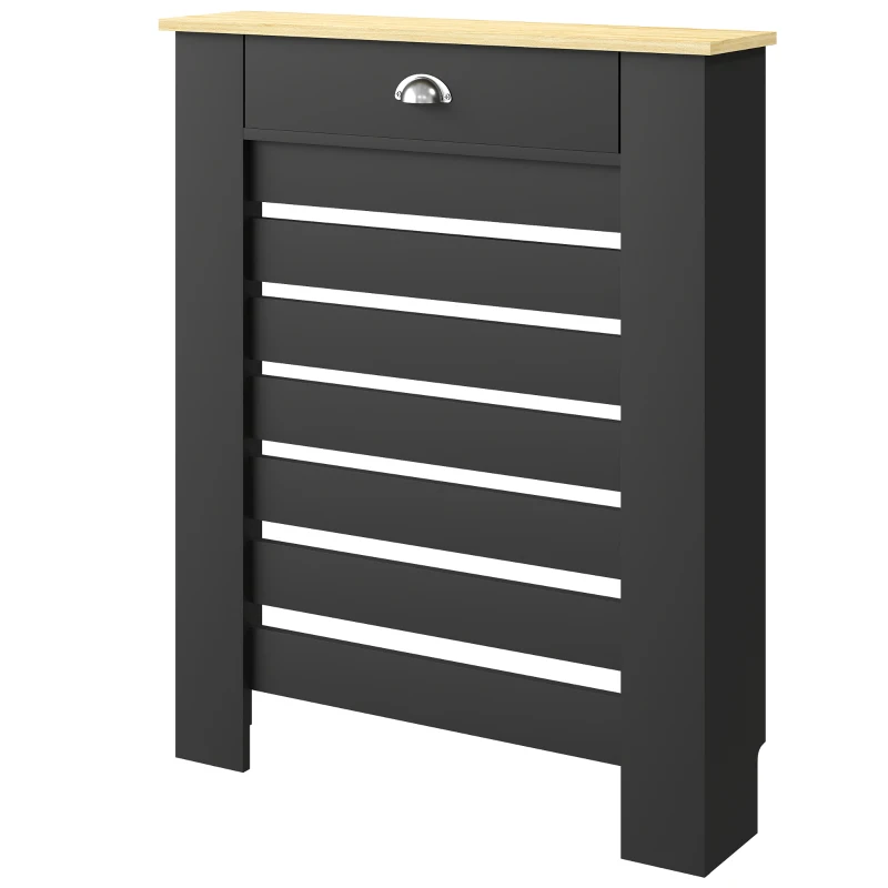 HOMCOM 95.5H x 78Wcm Radiator Cover, with Drawer - Black