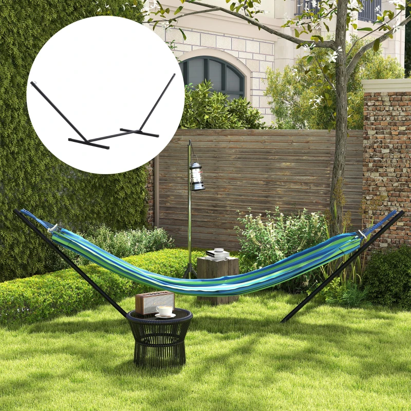 Outsunny Support Pied de hamac Structure Robuste métal époxy Noir dim. 3,60L x 0,92l x 1,12H m