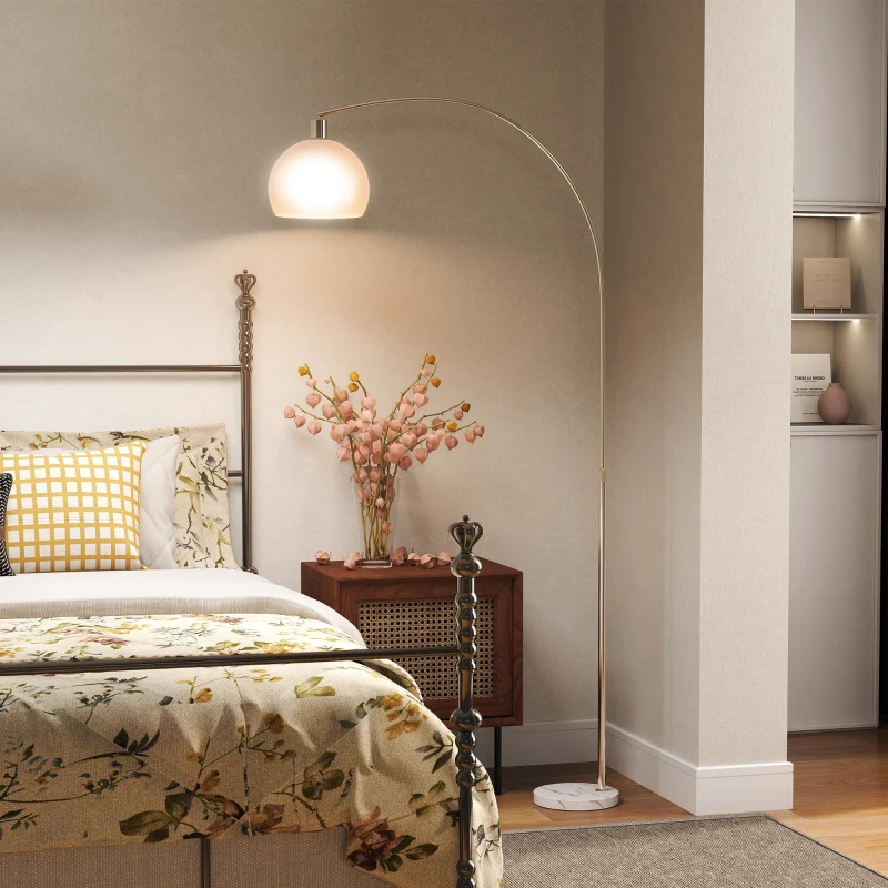 HOMCOM Floor Lamp for Living Room, Modern Standing Lamp with Shade & Foot Switch for Bedroom, Office, White