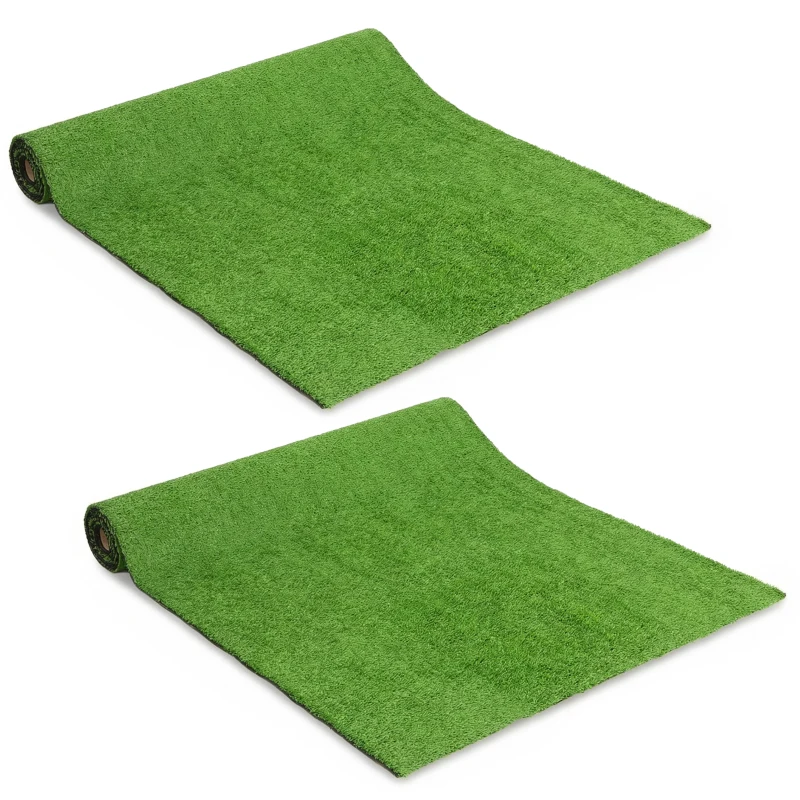 Outsunny Artificial Grass Turf Low Maintenance Realistic Lawn Pet Turf with Drain Holes for Garden 1m x 4m Green