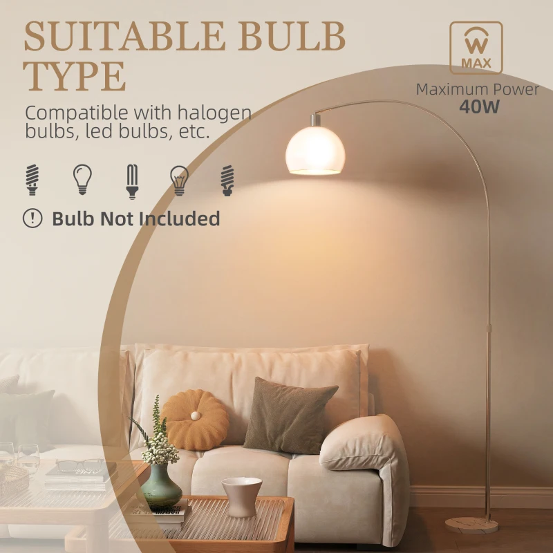 HOMCOM Floor Lamp for Living Room, Modern Standing Lamp with Shade & Foot Switch for Bedroom, Office, White