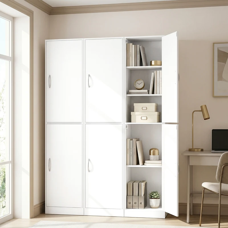 HOMCOM Bibliotecă Înaltă 180 cm, Raft Modern cu 5 Niveluri Reglabile, Mobilier Independent pentru Living, Dormitor, Birou, Alb