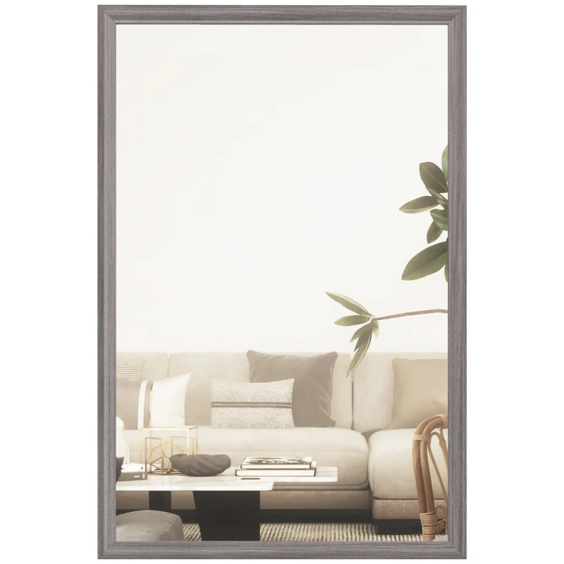 HOMCOM Wall Bathroom Mirror, 40 x 60 cm Wall-Mounted Mirror for Living Room, Bedroom, Hallway, Grey