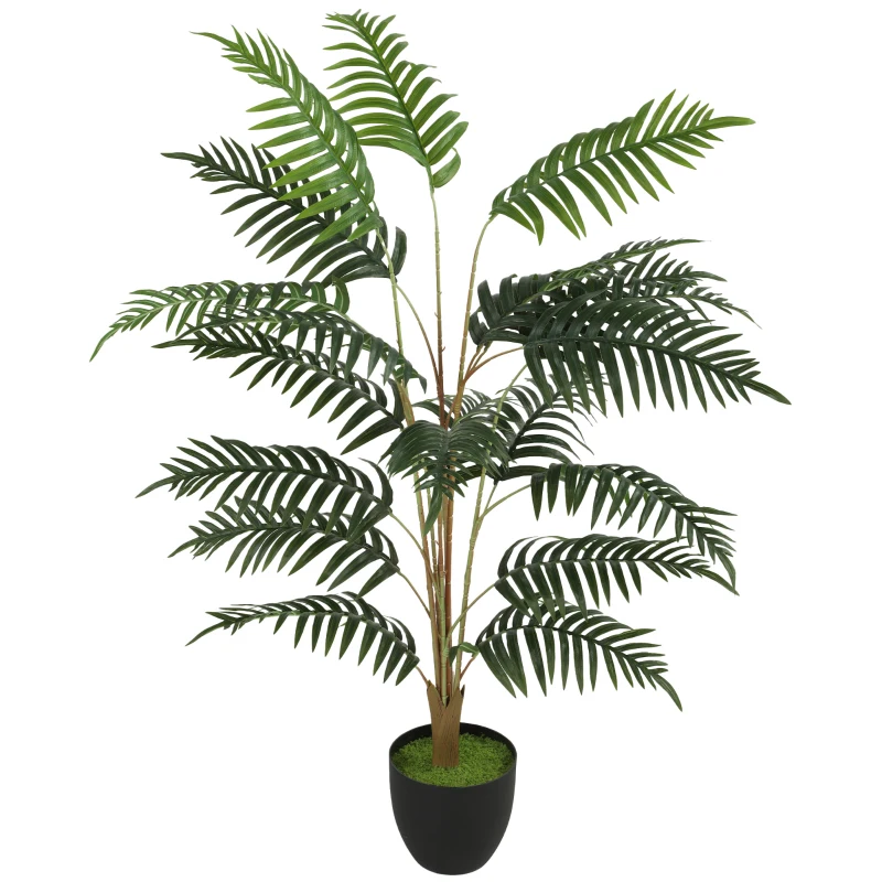 HOMCOM Artificial Fern Topiary Tree, Realistic Artificial Plant in Cement Pot, Fake Plant, 120cm