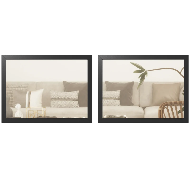 HOMCOM Wall Bathroom Mirror, 30 x 40 cm Wall-Mounted Mirror for Living Room, Bedroom, Hallway, Set of 2, Black