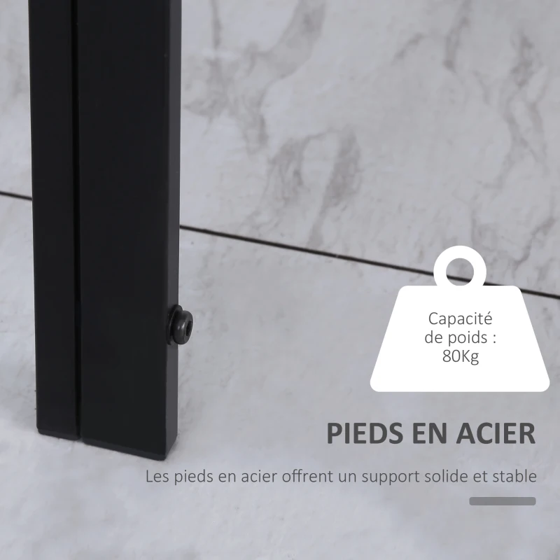 HOMCOM Table à manger pour 4 personnes, table de cuisine avec plateau en verre trempé et pieds en métal, 120x60x75cm, noir