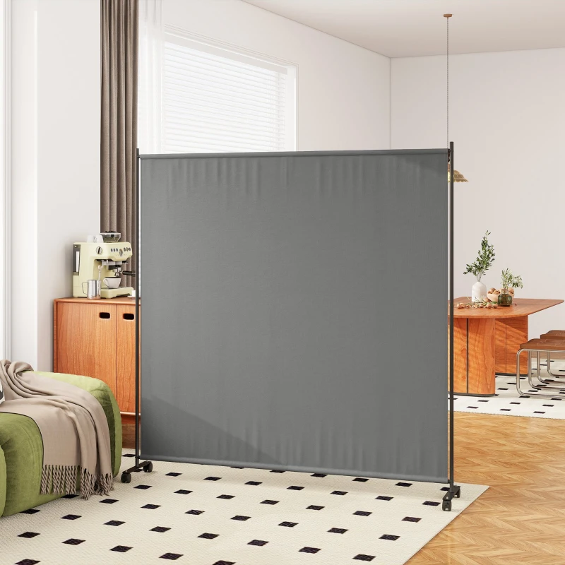 Outsunny Panneau brise-vue paravent extérieur sur roulettes pour le jardin, terrasse, balcon - dim. 183L x 30l x 181H cm - gris