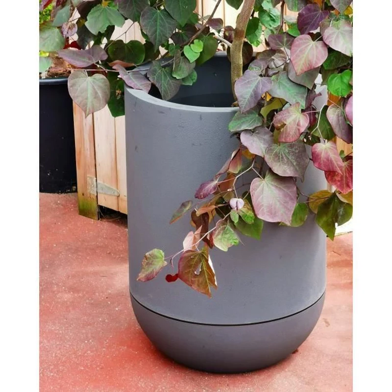 Bac a fleurs - RIVIERA - GRANIT TULIPE - Plastique - D50 x H71 cm - Gris