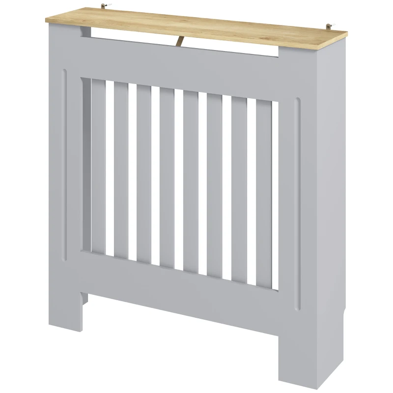 HOMCOM Heater Cover, Radiator Cover Slatted Painted MDF Lined Grill Grey, 78L x 19W x 81H cm