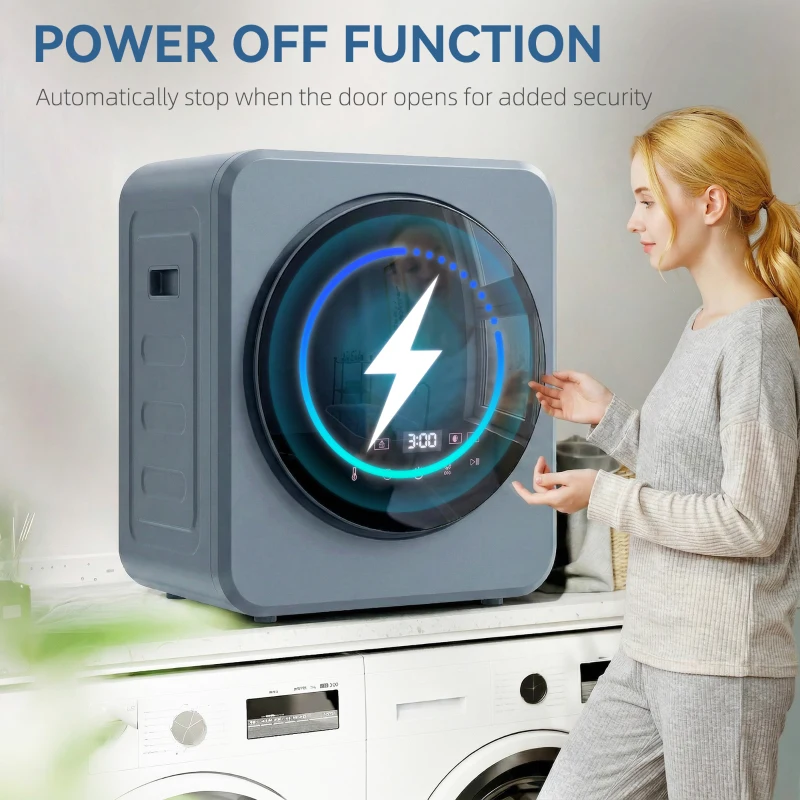 HOMCOM Vented Tumble Dryer, 4kg Front Tumble Dryer with Stainless Steel Tub, 800W Compact Freestanding Grey