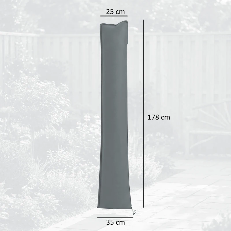 Outsunny Copertura per Ombrellone Impermeabile, Custodia Copri Ombrellone con Cerniera e Laccio, Grigio