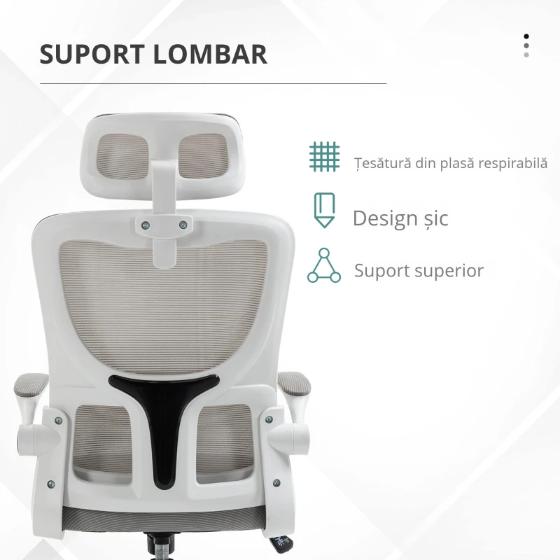 Vinsetto Scaun Birou Ergonomic – Cu Tetiera Reglabila & Suport Lombar