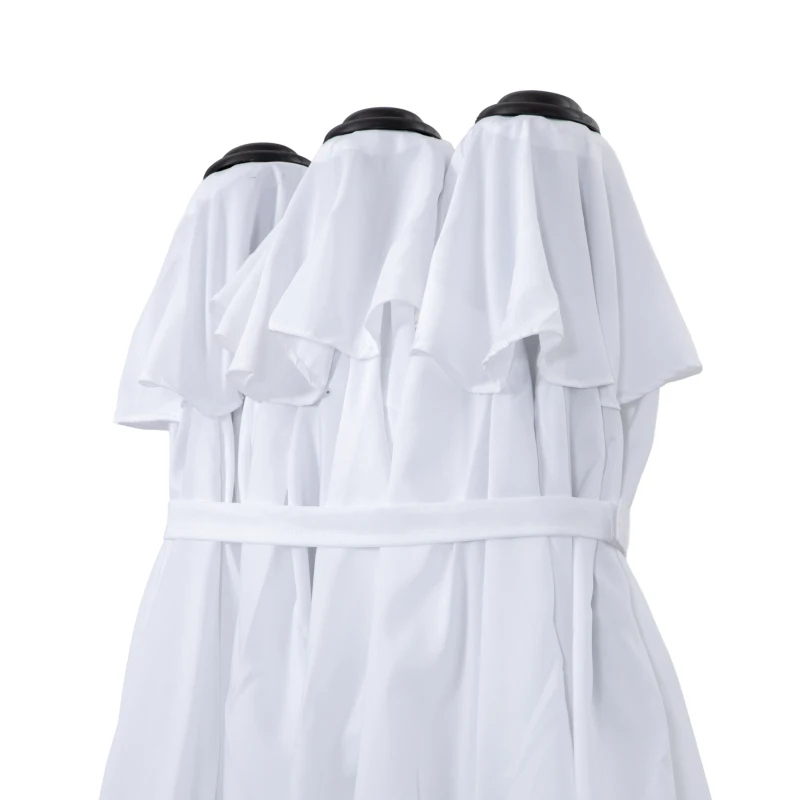 Outsunny Umbrela de soare de gradina basculabila dubla cu deschidere cu manivela, copertina cu orificii cu ventilatie si 12 nervuri, 295x152x222cm, alb