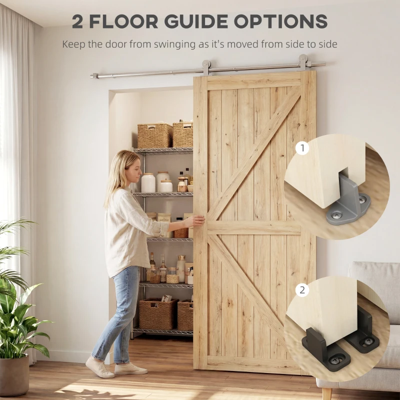 HOMCOM Sliding Door Hardware Kit Heavy Duty 304 Stainless Steel 152 cm Wide Door Silver Tone