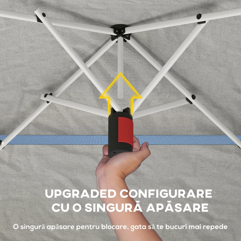 Outsunny Pavilion Pop-Up pliabil 3.5x3.5 m cu acoperiș dublu și geantă, din metal și material Oxford, gri închis
