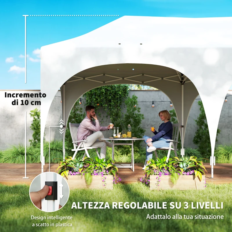 Outsunny Gazebo da Giardino Pieghevole 3x6 m con Pareti Rimovibili e Borsa di Trasporto, Bianco