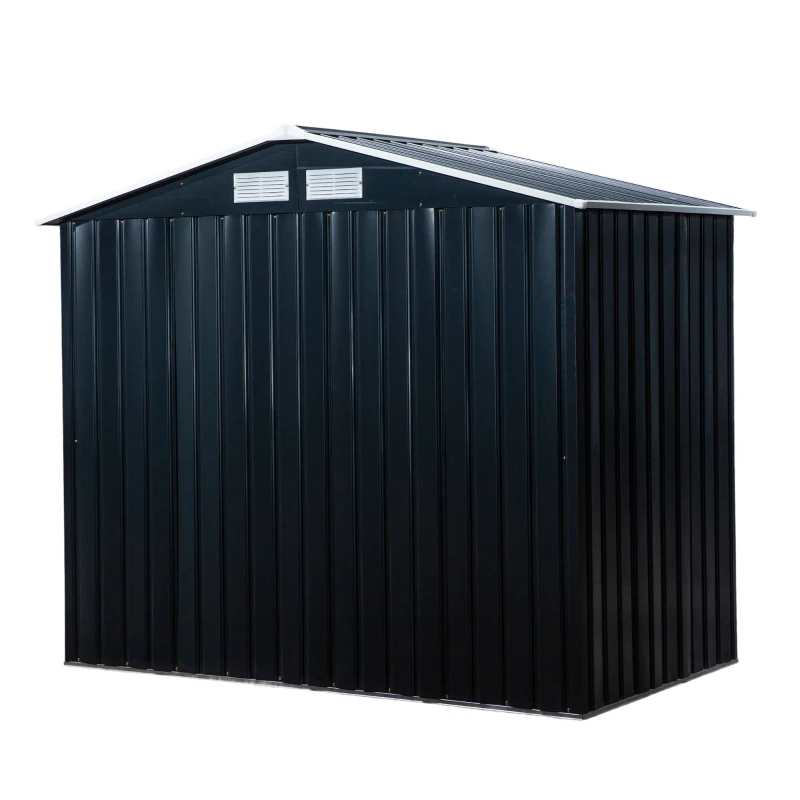 Outsunny Casuta de Gradina Depozitare Unelte din Tabla de Otel, Magazie de Gradina din Otel cu Usi glisante, 213x130x185cm, Gri