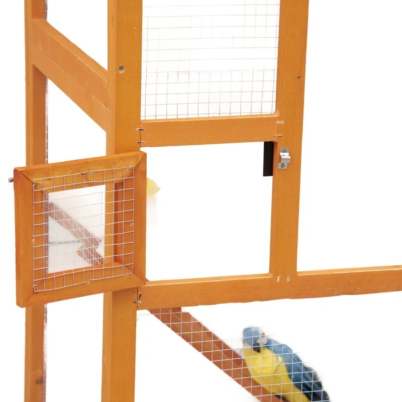 PawHut Cotet pentru Păsări Exterior din Lemn cu 2 Uși și Tava Extensibilă 68×63×165 cm