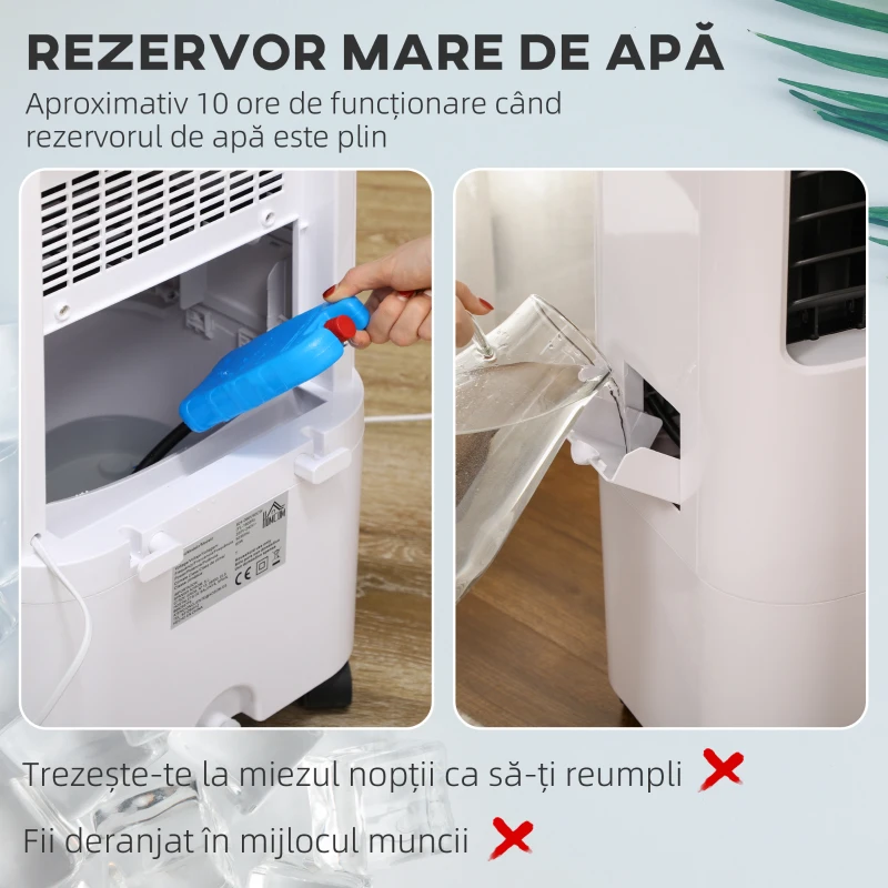 HOMCOM Răcitor Evaporativ și Ventilator cu Gheață 3 în 1 cu 3 Viteze și Cronometru, 32x37x74 cm, Alb