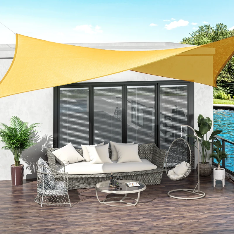 Outsunny Voile d'ombrage Toile Solaire rectangulaire 6L x 4l m HDPE Jaune