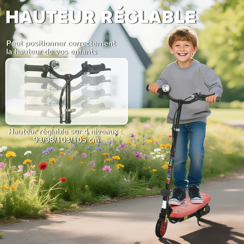 HOMCOM Trottinette électrique 120 W pliable pour enfant 7-14 ans 12 Km/h max. autonomie 10 Km max. rouge