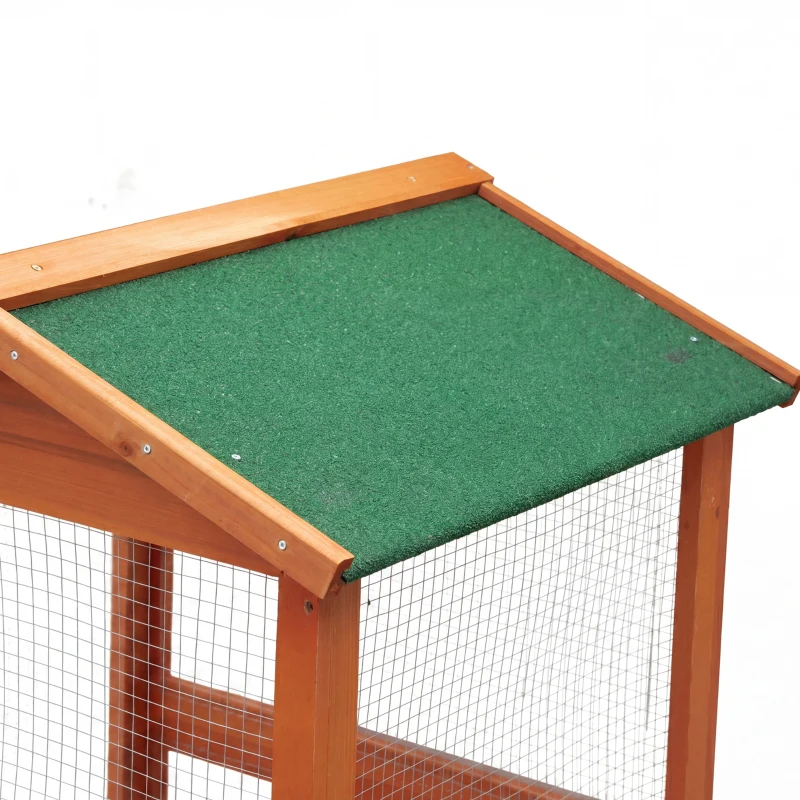 PawHut Cotet pentru Păsări Exterior din Lemn cu 2 Uși și Tava Extensibilă 68×63×165 cm