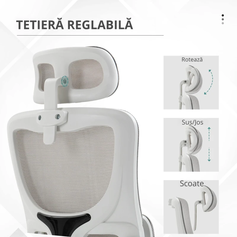 Vinsetto Scaun Birou Ergonomic – Cu Tetiera Reglabila & Suport Lombar