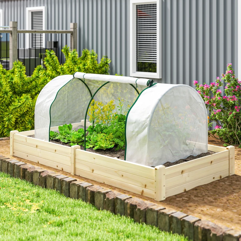 Outsunny Serre de jardin mini serre serre à tomates 2 x 1 x 0,8 m porte zippée bâche PE acier blanc