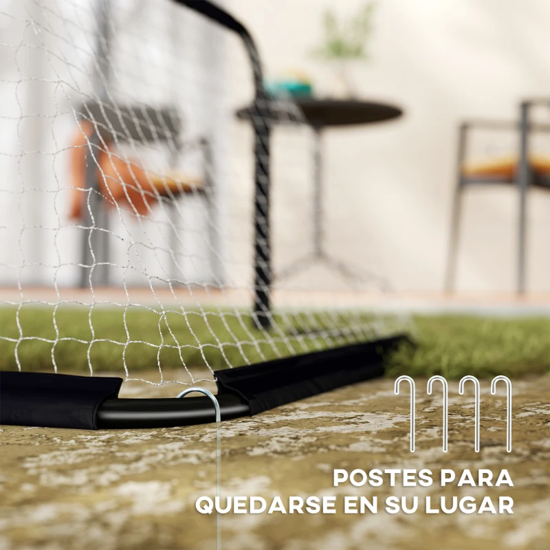 HOMCOM Mini Porterías de Fútbol Plegables Set de 2 Porterías de Exterior para Niños y Adultos 90x36x60 cm Negro