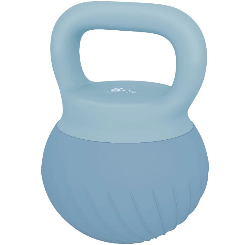 SPORTNOW Kettlebell 8 kg Recheado com Areia Metálica e Cabo Antideslizante para Treino 27x20x20 cm Azul Claro