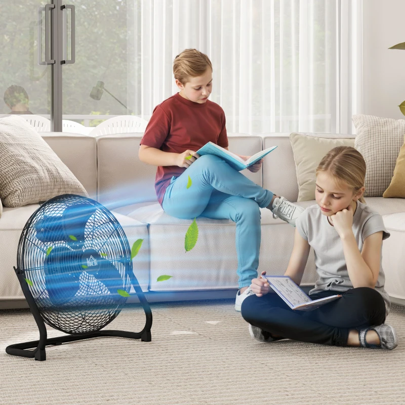 HOMCOM Ventilateur de table électrique portable avec 3 vitesses et inclinaison réglable à 120° flux d'air puissant noir